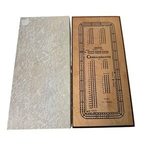 Drueke Once-A-Round 3 Track Cribbage Board Cribbagemaster Model 1950 Box/Pegs